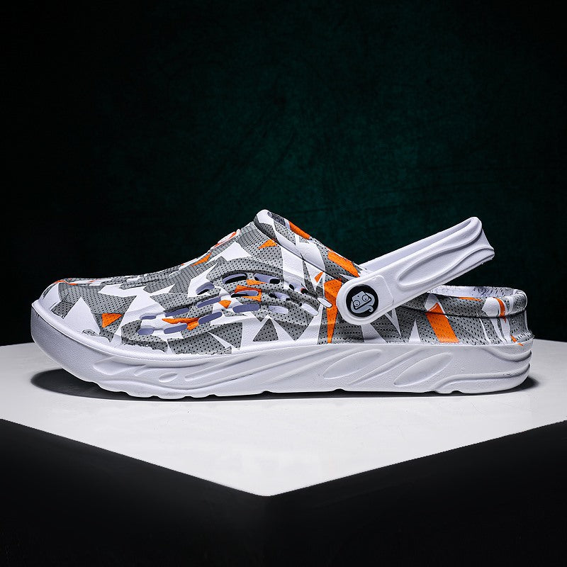 Women's Summer Sandals with Camouflage Print and Slip-On Design