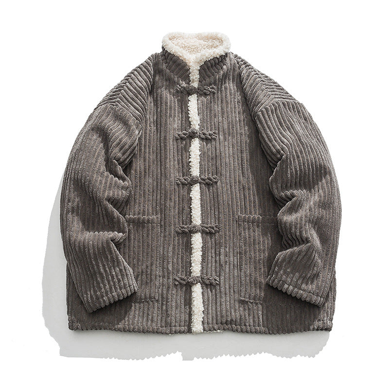 Men's Fall Corduroy Sherpa-Lined Toggle Jacket
