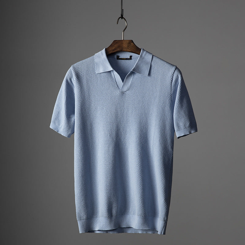 Men's Polo Shirt with Lightweight Textured Knit and Tailored Fit
