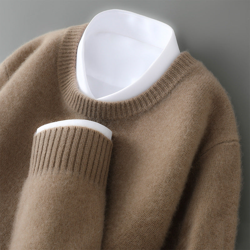 Men Cashmere Sweater with Tapered Cuffs and Relaxed Fit