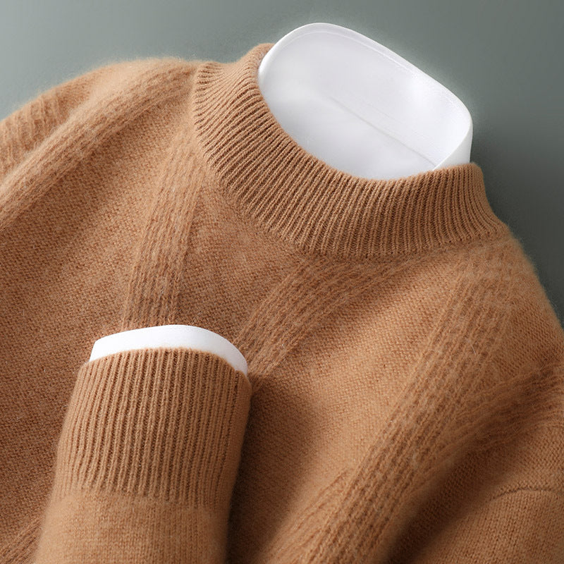 Men's Textured Knit Cashmere Sweater with Tapered Cuffs