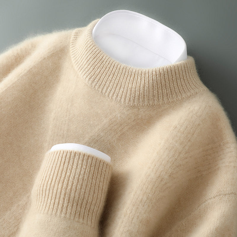 Men's Textured Knit Cashmere Sweater with Tapered Cuffs