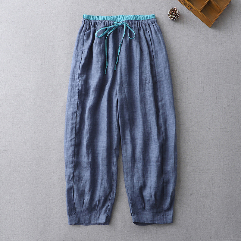 Women's High-Waisted Wide-Leg Linen Trousers
