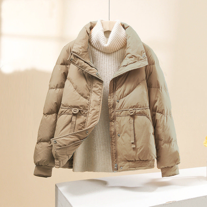 Women's Winter Puffer Jacket with Lightweight Insulation and Zip Front