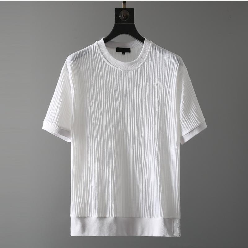 Men's Summer Short Sleeve Shirt and Shorts Set in Textured Cotton Blend