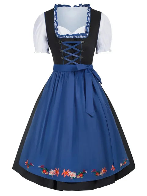 Elegant Women's Oktoberfest Dirndl Dress with Lovingly Embroidered Details, Adjustable Corset, Stylish Apron, and Matching Blouse – The Perfect Traditional Outfit for Your Festive Appearance