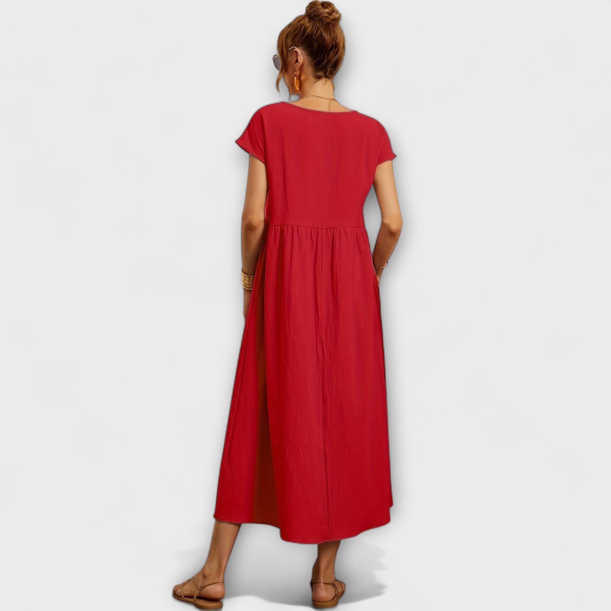 Women's Spring Dress with Flowing Silhouette and Delicate Accents