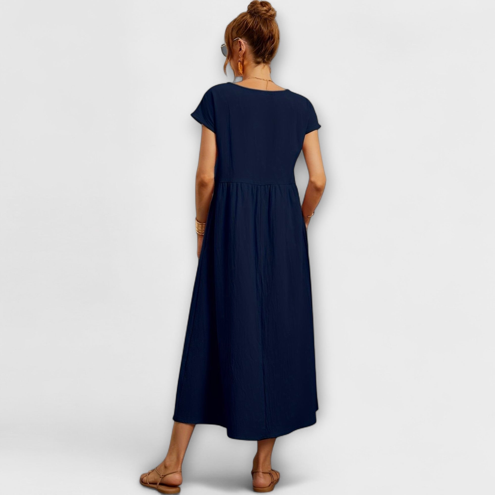 Women's Spring Dress with Flowing Silhouette and Delicate Accents