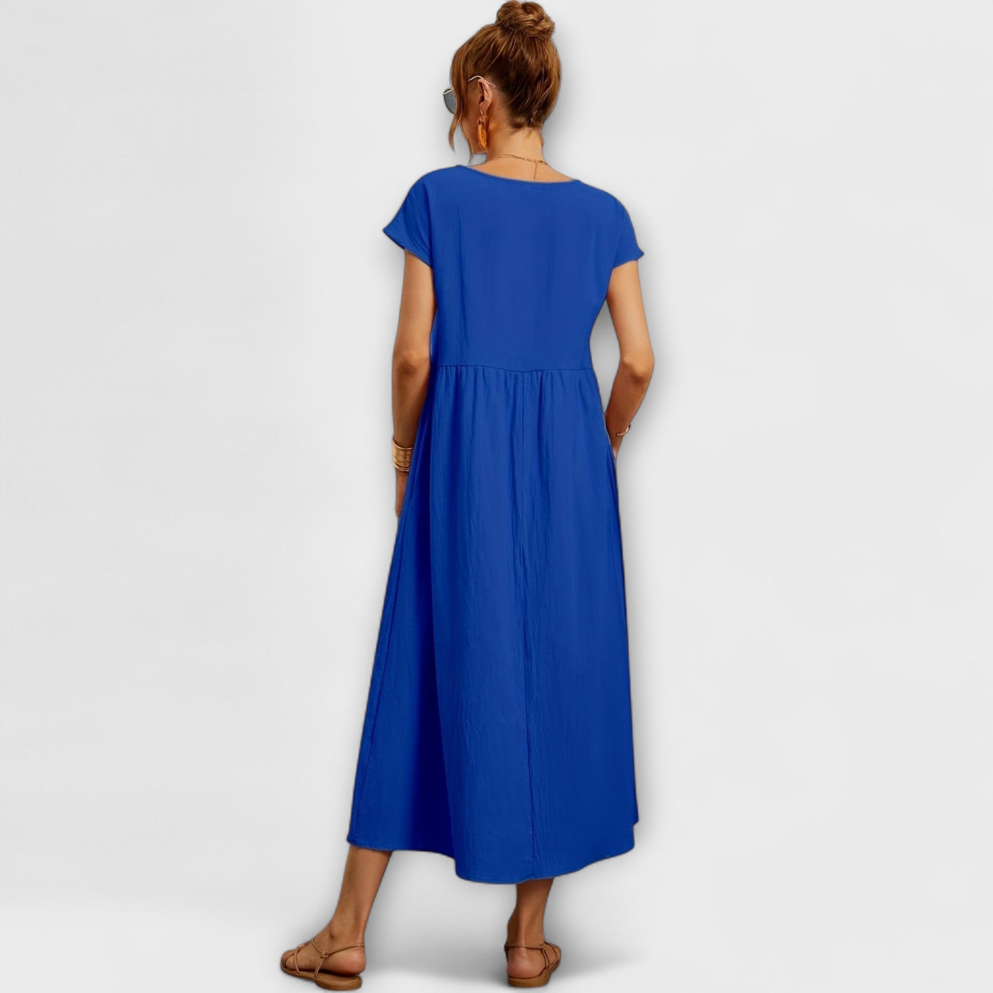 Women's Spring Dress with Flowing Silhouette and Delicate Accents