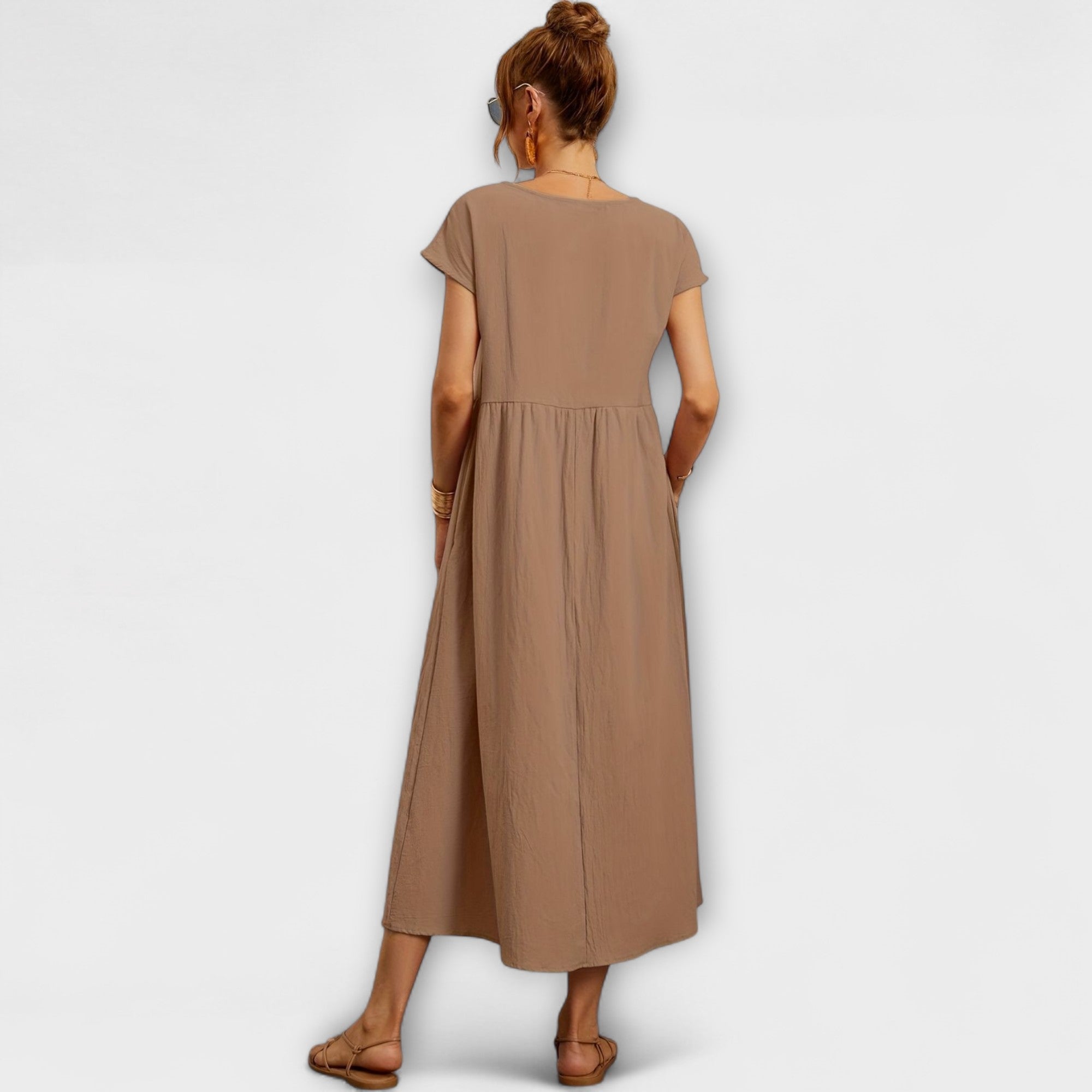 Women's Spring Dress with Flowing Silhouette and Delicate Accents
