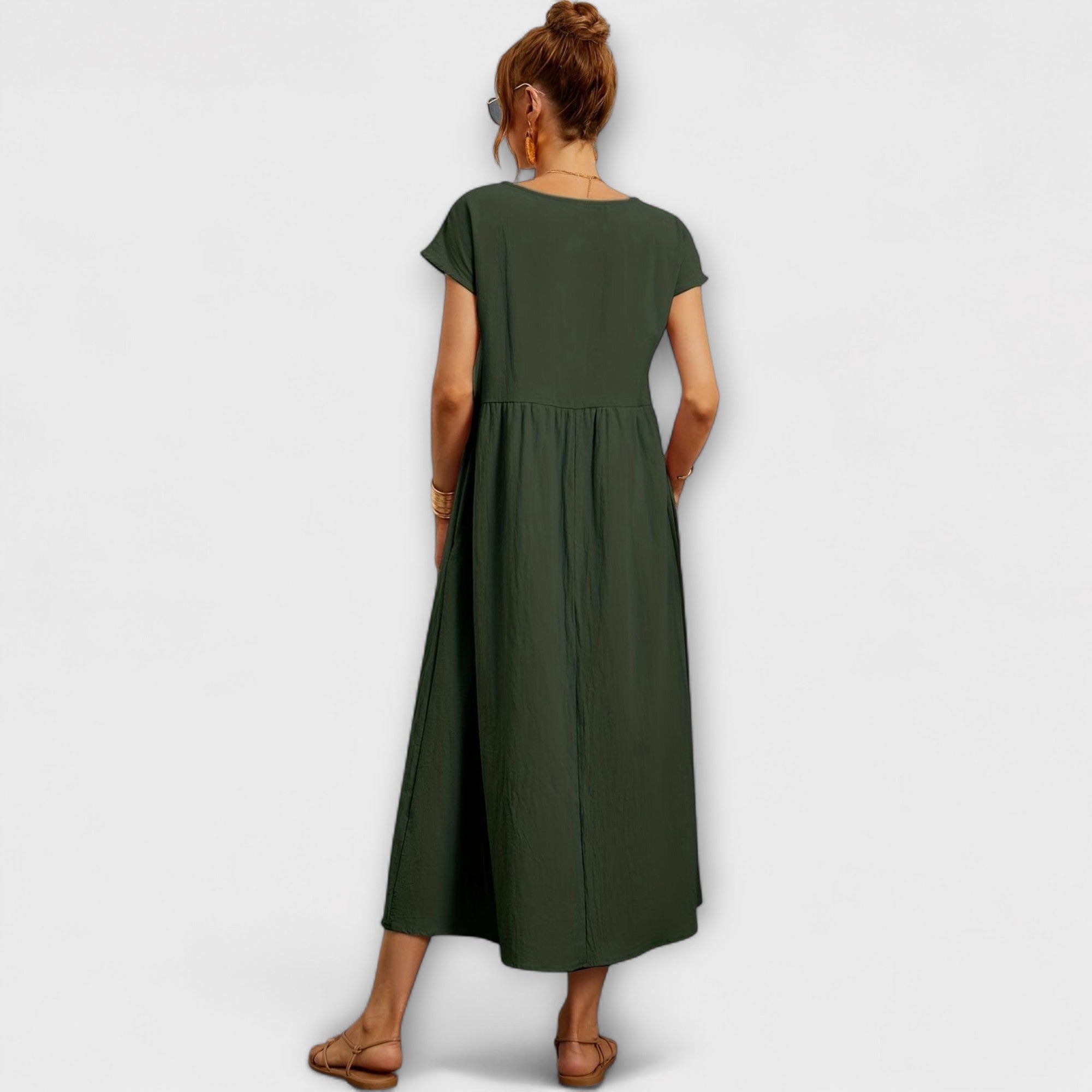 Women's Spring Dress with Flowing Silhouette and Delicate Accents
