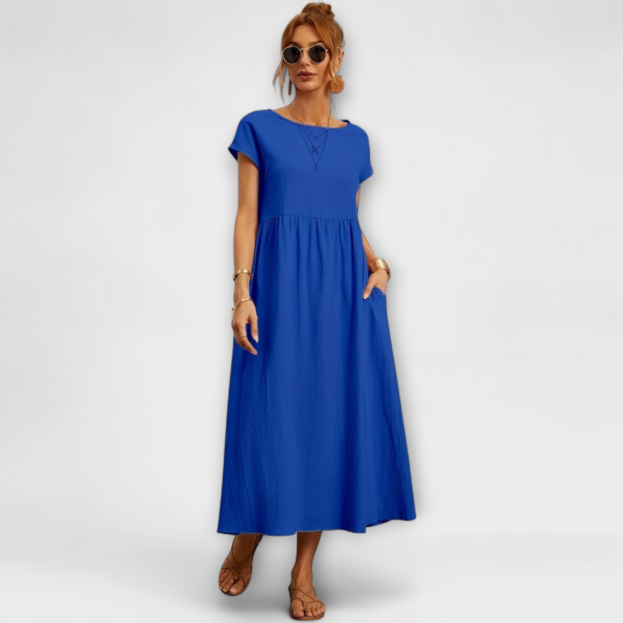 Women's Spring Dress with Flowing Silhouette and Delicate Accents