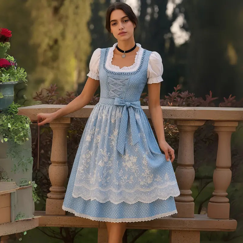 Enhance your look with our elegant classic dirndl dress decorated with charming embroidery details