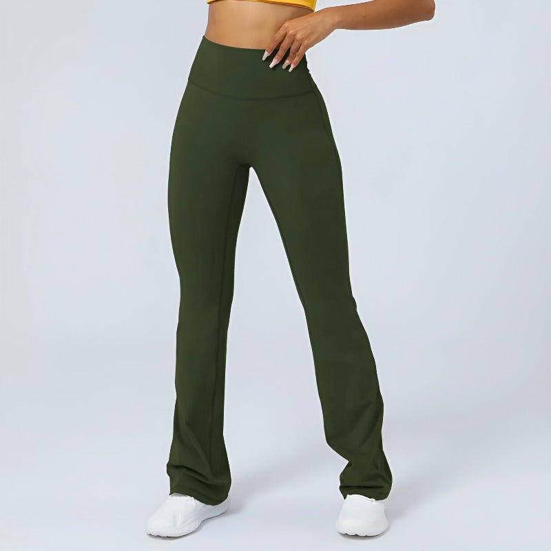 Women High-Rise Flare Leggings with Moisture-Wicking Fabric