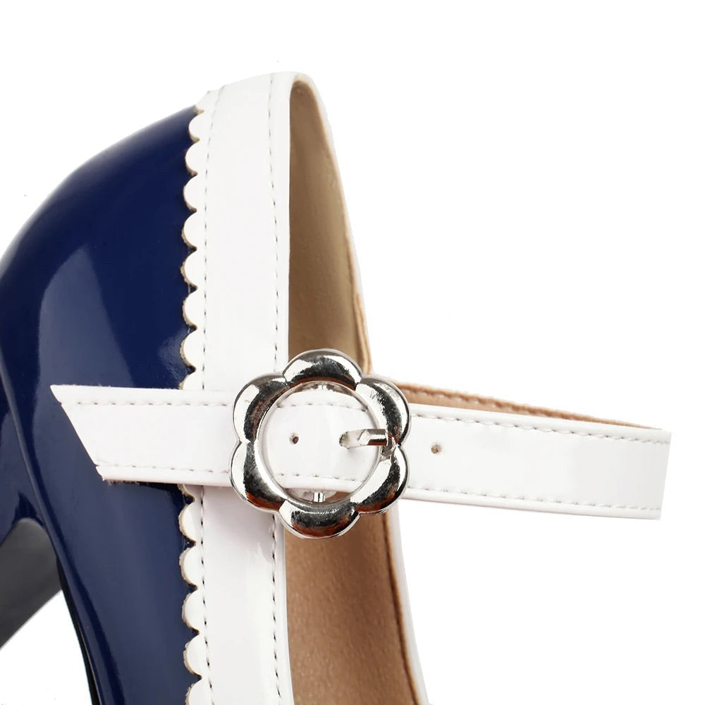 Women Ankle Strap Heels with Bow Accent and Rounded Toe