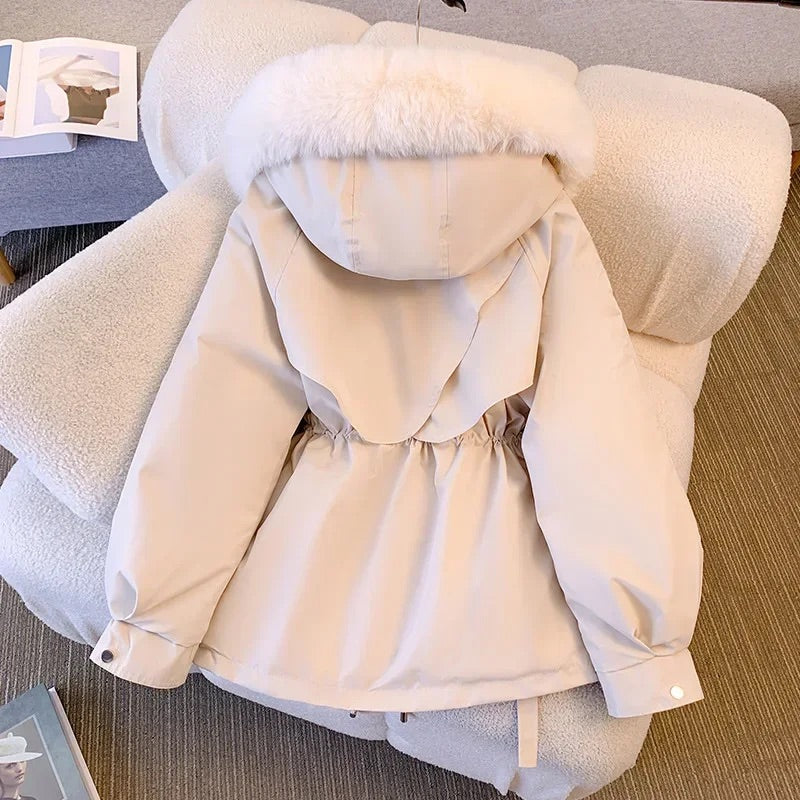 Women's Winter Coat with Detachable Italian Arctic Fur Collar and Soft Lining