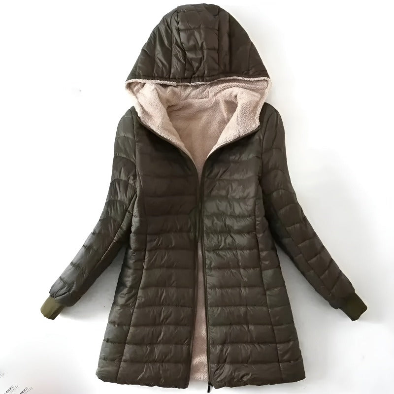 Women's Winter Hooded Puffer Coat with Insulation and Pockets