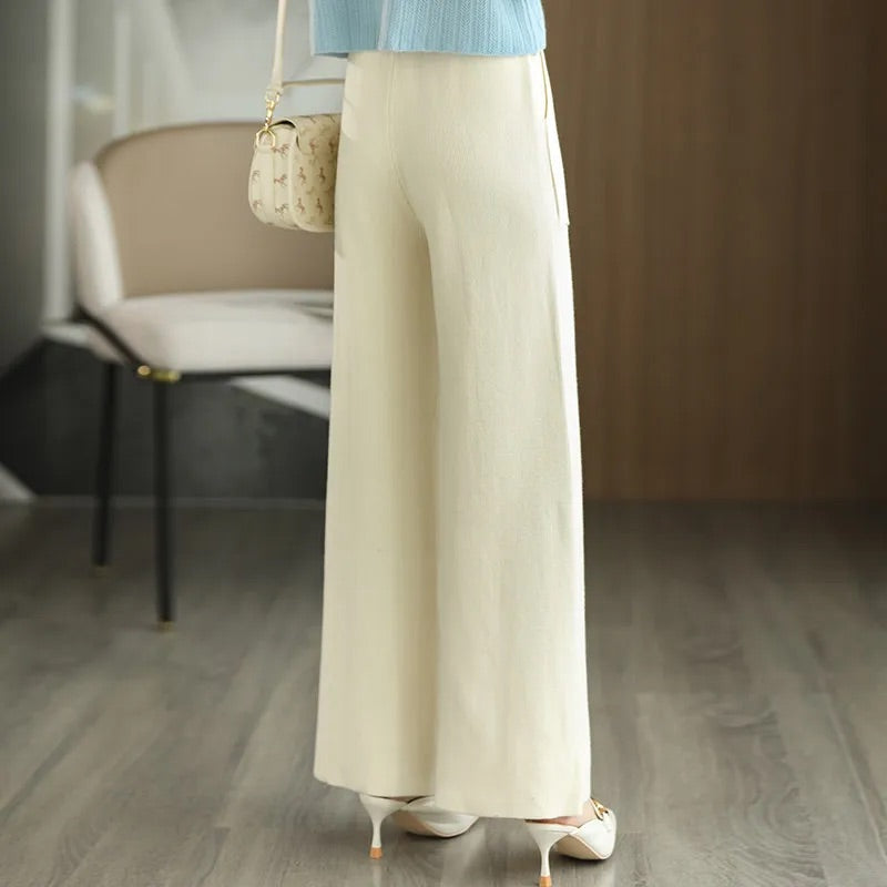 Women's Knitted Wide-Leg Pants in Merino Wool