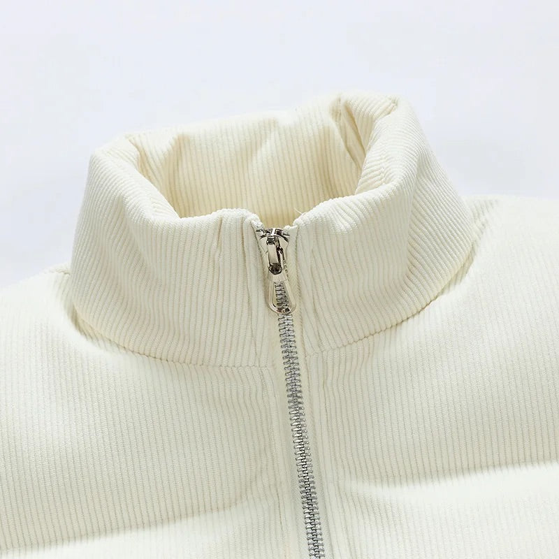 Men's Winter Corduroy Quilted Puffer Jacket with Insulated Padding
