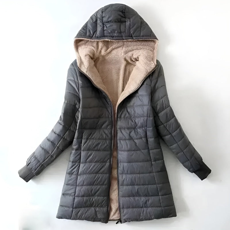 Women's Winter Hooded Puffer Coat with Insulation and Pockets