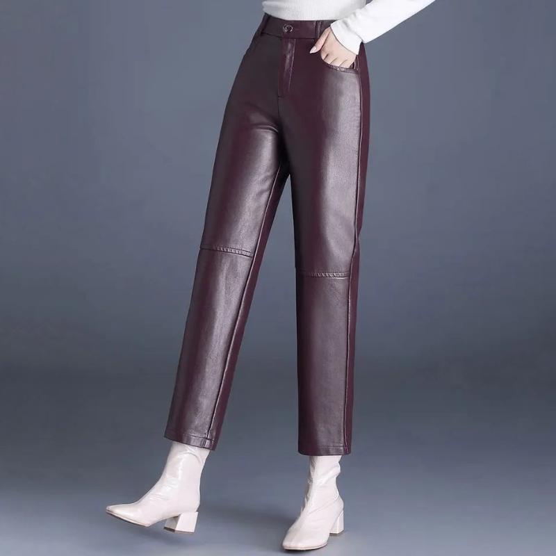 Women High-Rise Straight-Leg Vegan Leather Pants