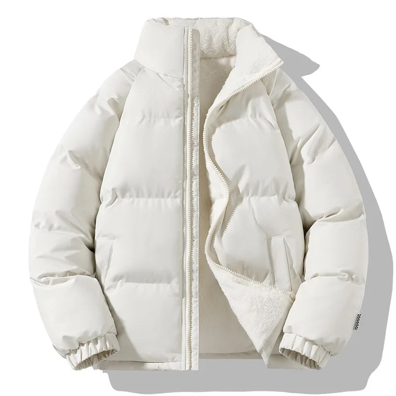 Men's Winter Puffer Jacket with Sherpa-Lined Interior and Lightweight Insulation