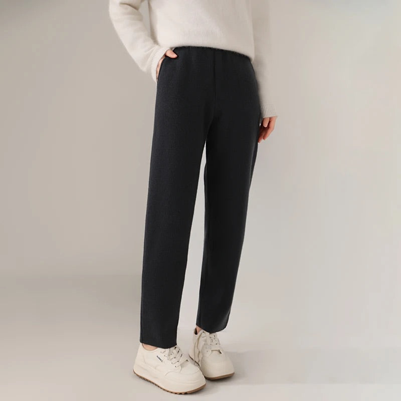 Women Cashmere Pants Italian Knitted Four-Way Stretch