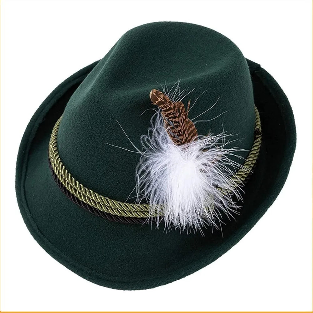 Stylish Men's Oktoberfest Fedora with Feather – The Perfect Costume Accessory for an Unforgettable Festival Appearance
