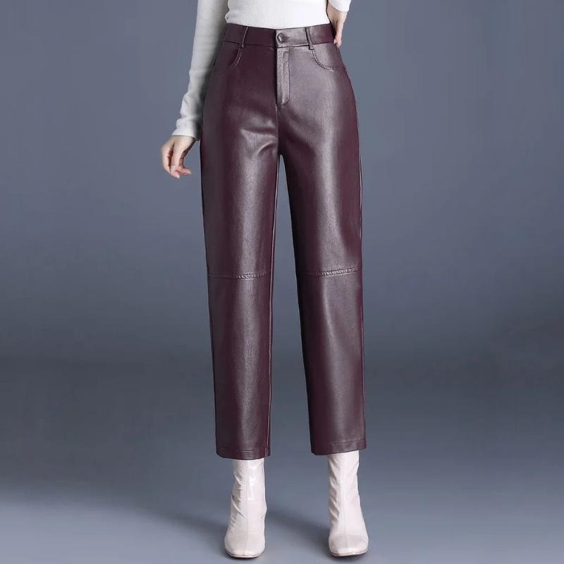 Women High-Rise Straight-Leg Vegan Leather Pants
