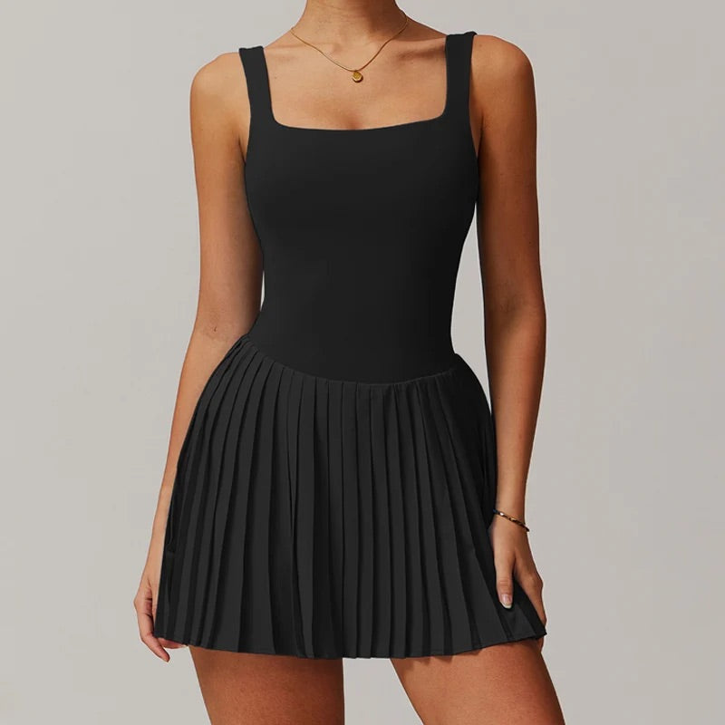 Women's Tennis Dress with Sculpted Fit & Flowy Pleated Skirt