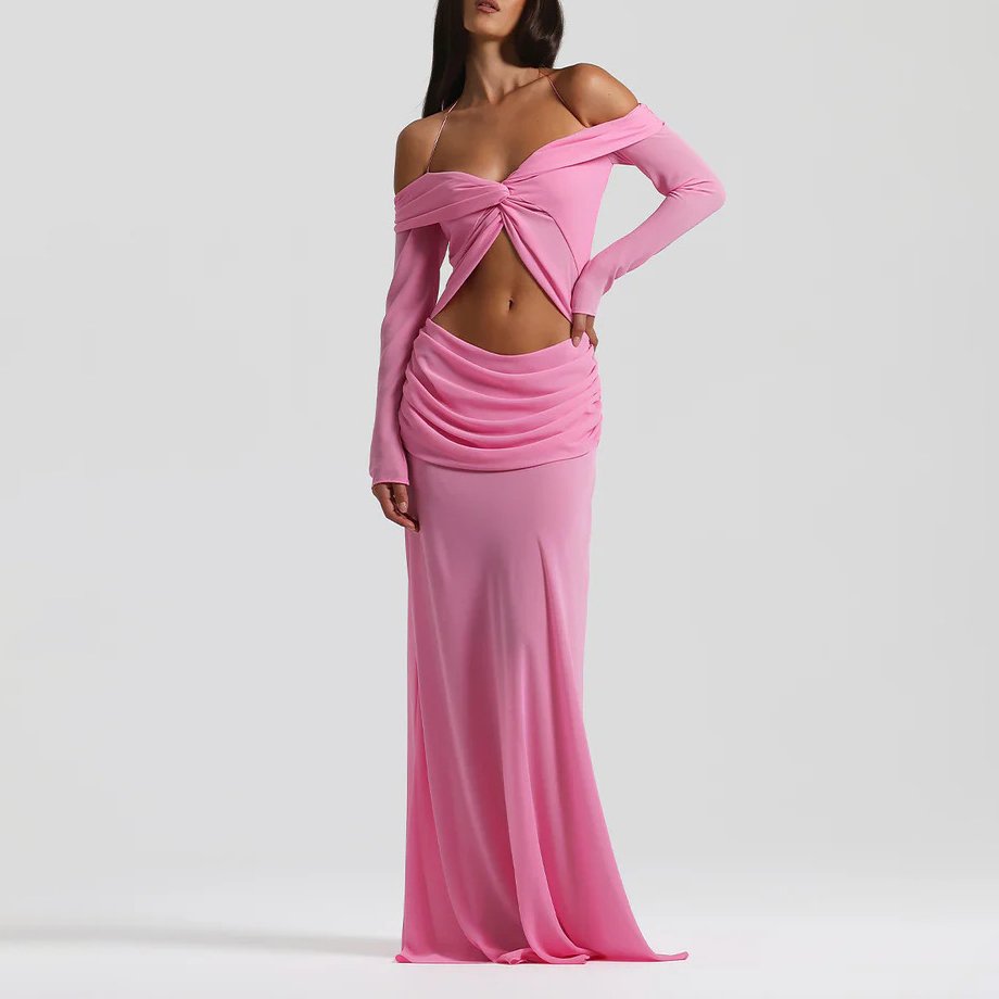 Women Summer Off-Shoulder Ruched Maxi Dress