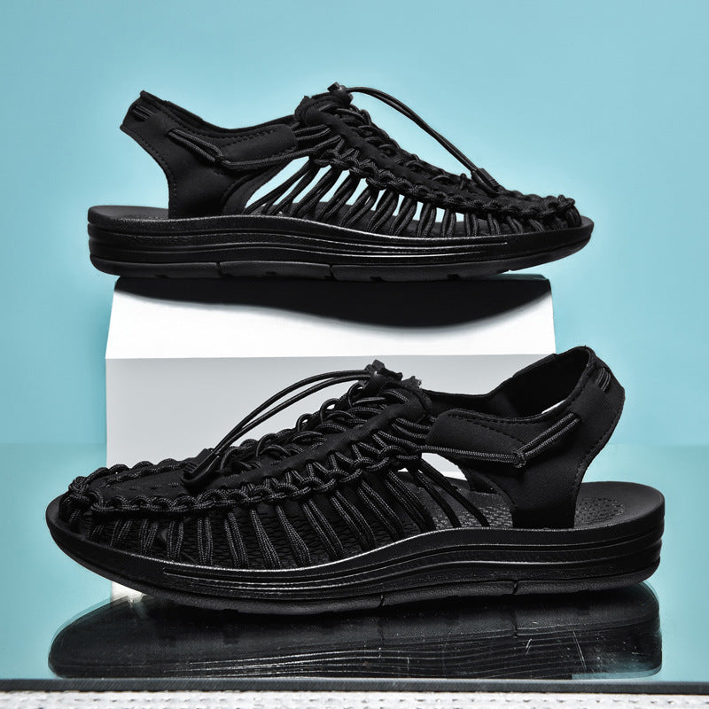 Women Summer Woven Sandals with Cushioned Footbed and Anti-Slip Sole