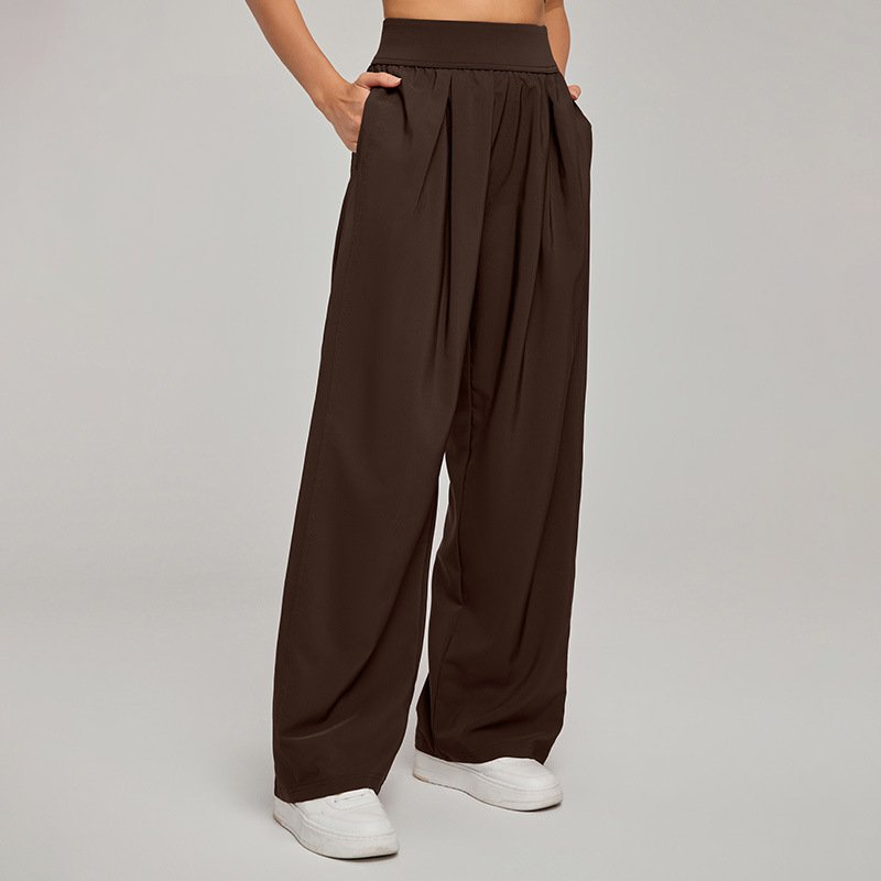 Women's Pleated Wide-Leg Silk Trousers with High Waist