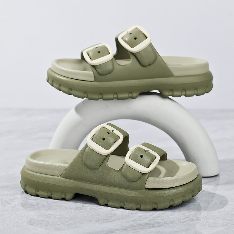 Women's Double-Buckle Platform Sandals with Ultra-Soft Cushioning