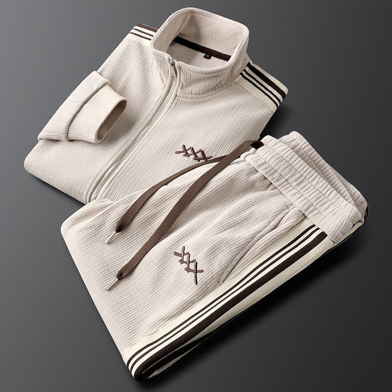 Men's Wide-Wale Corduroy Zip-Up Jacket and Drawstring Pant Tracksuit
