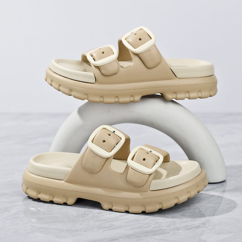 Women's Double-Buckle Platform Sandals with Ultra-Soft Cushioning