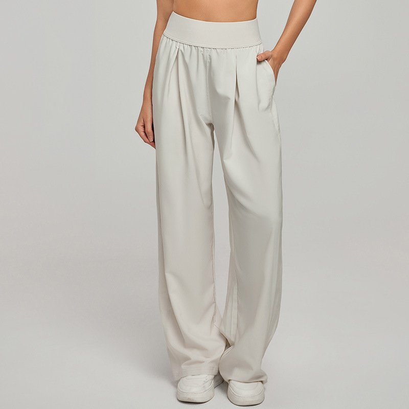 Women's Pleated Wide-Leg Silk Trousers with High Waist