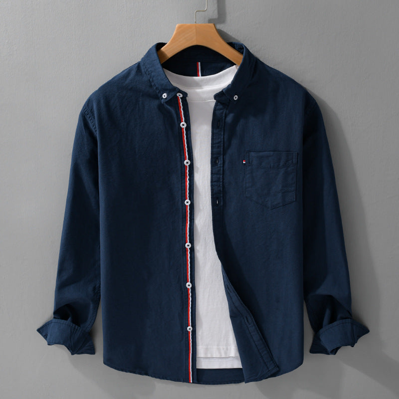 Men's Linen Shirt with Tricolor Placket and Tailored Fit
