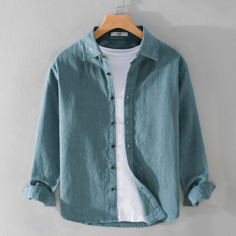Men's Linen Shirt with Silky-Soft Hand Feel and Sharp Tailored Fit