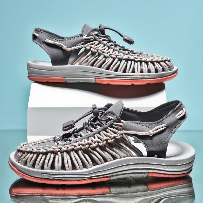 Women Summer Woven Sandals with Cushioned Footbed and Anti-Slip Sole