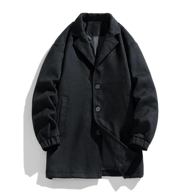 Women's Winter Trench Coat with Plush Lining and Oversized Buttons