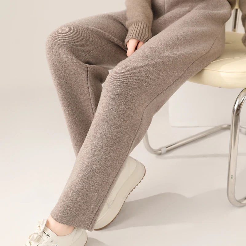Women Cashmere Pants Italian Knitted Four-Way Stretch