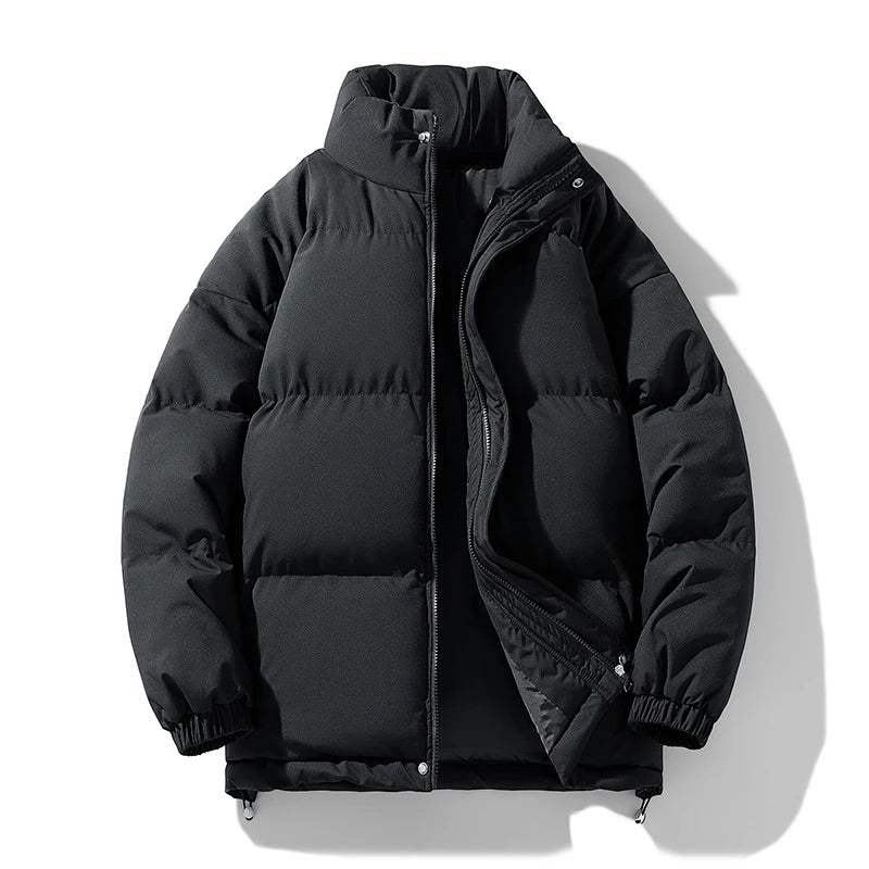 Men's Winter Puffer Jacket with High-Neck Collar and Lightweight Insulation