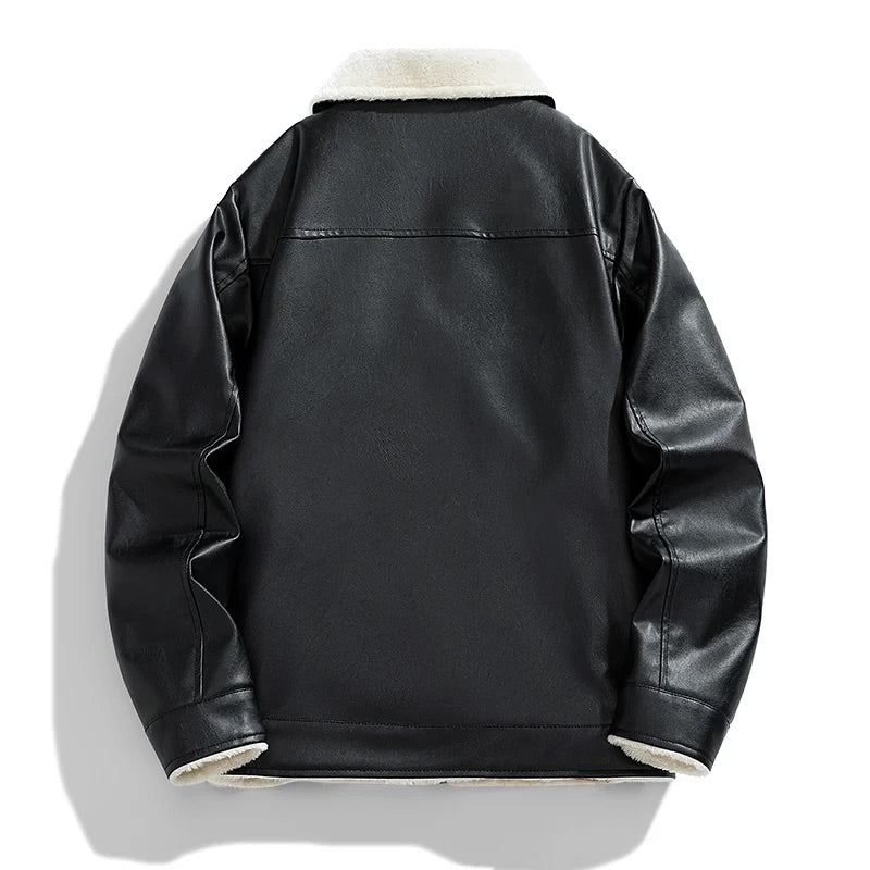 Men's Winter Aviator Jacket with Sherpa Lining and Laydown Collar
