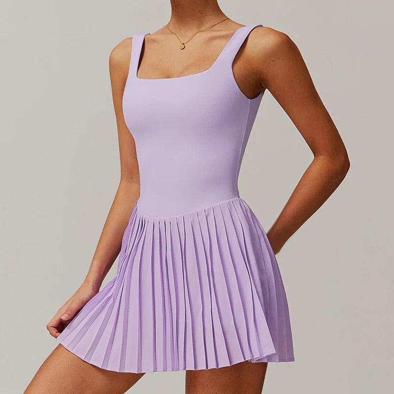 Women's Tennis Dress with Sculpted Fit & Flowy Pleated Skirt