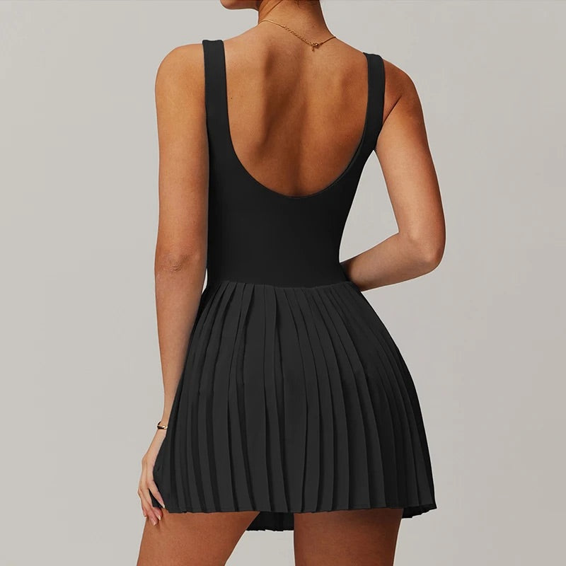 Women's Tennis Dress with Sculpted Fit & Flowy Pleated Skirt