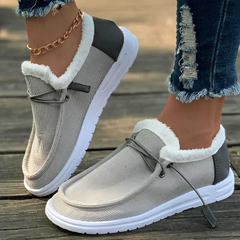 Women Winter Fur-Lined Cotton Slip-On Shoes