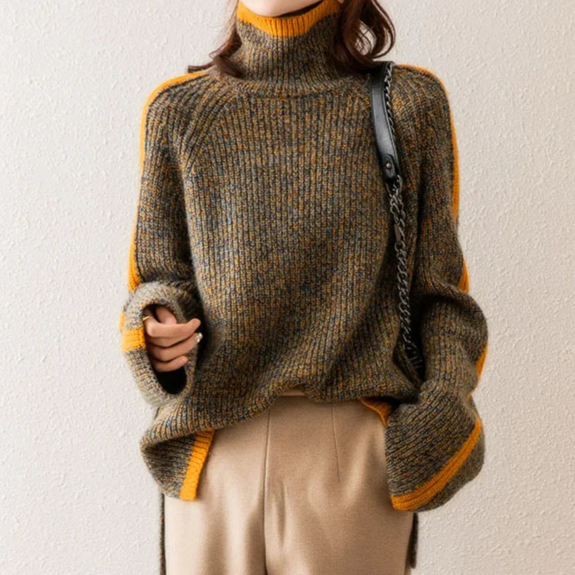 Women's Rib-Knit Sweater with Relaxed Fit