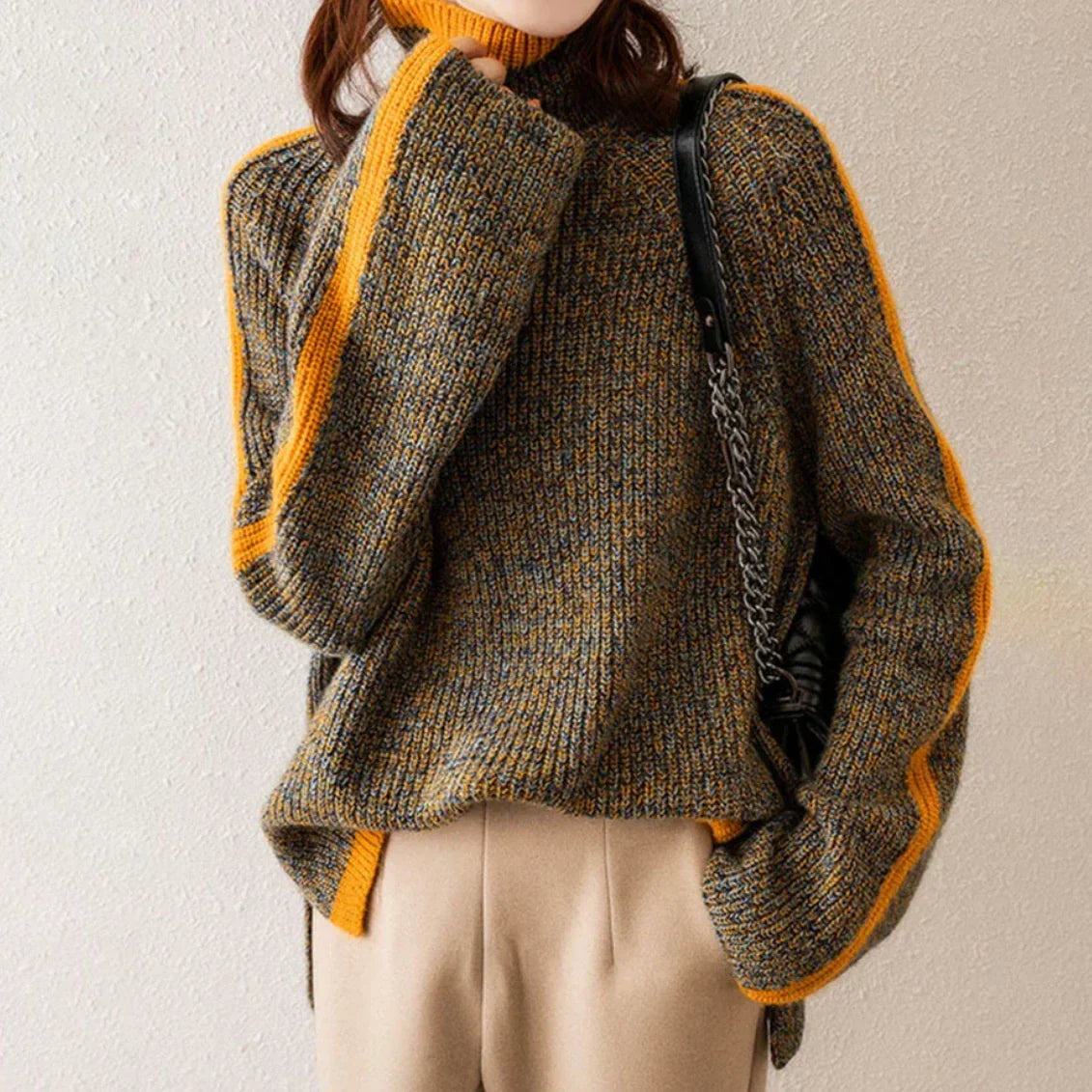 Women's Rib-Knit Sweater with Relaxed Fit