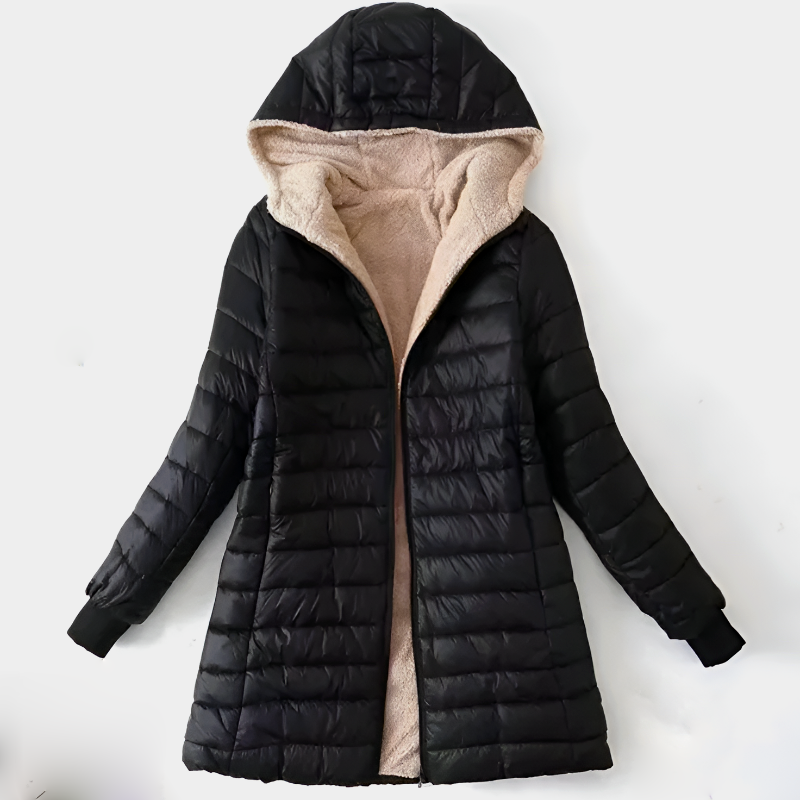Women's Winter Hooded Puffer Coat with Insulation and Pockets